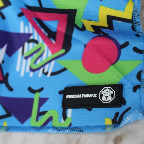 New FRESH PAWZ Paws retro Neon 90s COOLING Bandana breathable dog puppy Pet - Picture 2 of 4